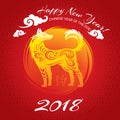 Year of The Yellow Dog. 2018 greeting card Royalty Free Stock Photo