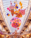 Chinese New Year in GUM on Red Square. New Year`s scenery. sculpture and ice cream