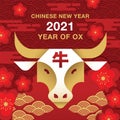 Chinese new year, 2021, Happy new year greetings, Year of the OX, modern design