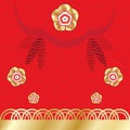 Chinese New Year 2023 floral ornaments gold frame card decoration