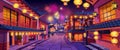 Chinese new year holiday night panorama houses Royalty Free Stock Photo