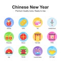 Chinese new year icons set isolated on white background Royalty Free Stock Photo