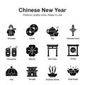 Chinese new year icons set isolated on white background Royalty Free Stock Photo