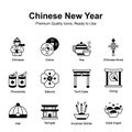 Chinese new year icons set isolated on white background Royalty Free Stock Photo