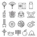 Chinese new year icons set. Vector llustrations Royalty Free Stock Photo