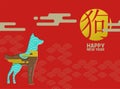 Chinese new year 2018 modern dog paper cut card Royalty Free Stock Photo