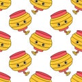 Chinese new year kawaii lanterns seamless pattern textile print. repeat pattern background design