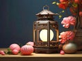 Chinese new year lantern background illustration. generative AI Royalty Free Stock Photo