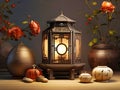 Chinese new year lantern background illustration. generative AI Royalty Free Stock Photo