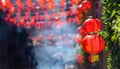 Chinese new year lanterns in chinatown Royalty Free Stock Photo