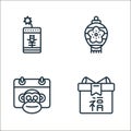 chinese new year line icons. linear set. quality vector line set such as present, monkey, lantern Royalty Free Stock Photo