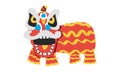 Chinese New Year Lion Dance clipart. Simple illustration of performing traditional Chinese Lion Dance flat vector design cartoon