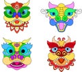 Chinese New Year Lion Dance Head. Flat vector illustration. Royalty Free Stock Photo