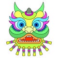 Chinese New Year Lion Dance Head. Flat vector illustration. Royalty Free Stock Photo