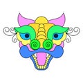 Chinese New Year Lion Dance Head. Flat vector illustration. Royalty Free Stock Photo