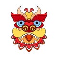 Chinese New Year Lion Dance Head. Flat vector illustration. Royalty Free Stock Photo