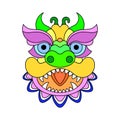 Chinese New Year Lion Dance Head. Flat vector illustration. Royalty Free Stock Photo