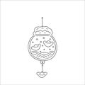 Chinese New year lucky charm for holiday home decoration. Vector doodle black white line art. National celebration Royalty Free Stock Photo