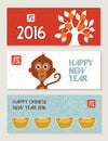 Chinese New Year 2016 monkey banner set cute Royalty Free Stock Photo