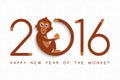 Chinese new year monkey 2016 cute card Royalty Free Stock Photo