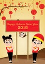 Chinese New Year of Monkey on gold background. Vector teens and colorful flower on gold background. Royalty Free Stock Photo