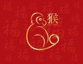 Chinese New Year Monkey on Red Background Illustration Royalty Free Stock Photo