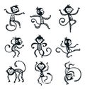 Chinese New Year monkey vector decoration icons Royalty Free Stock Photo