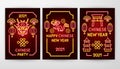 Chinese New Year Neon Flyer Concepts Royalty Free Stock Photo