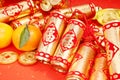 Chinese new year ornament--gold ingot,firecrackers,orange,golden coin,Chinese calligraphy