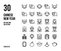 Chinese New Year Outline Icon Collection