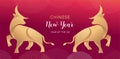 Chinese new year 2021 year of the ox, Chinese zodiac symbol of red cow. Chinese translation: Year of ox Royalty Free Stock Photo