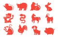 Chinese new year 2021 year of the ox, Chinese zodiac symbols Royalty Free Stock Photo