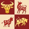 chinese new year 2021 oxen set icons Royalty Free Stock Photo