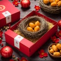 Chinese New Year packaging for American Ginseng bird nest features vibrant colors and a European feel.