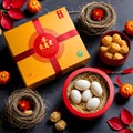 Chinese New Year packaging for American Ginseng Bird\'s Nest is designed with vibrant colors and a touch of European flair.