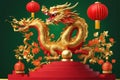 Chinese New Year painting for the Year of the Dragon, the mighty dragon Royalty Free Stock Photo