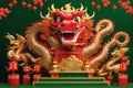 Chinese New Year painting for the Year of the Dragon, the mighty dragon Royalty Free Stock Photo