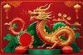 Chinese New Year painting for the Year of the Dragon, the mighty dragon Royalty Free Stock Photo