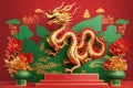 Chinese New Year painting for the Year of the Dragon, the mighty dragon Royalty Free Stock Photo