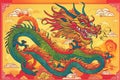 Chinese New Year painting for the Year of the Dragon, the mighty dragon Royalty Free Stock Photo