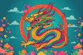 Chinese New Year painting for the Year of the Dragon, the mighty dragon Royalty Free Stock Photo