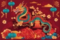 Chinese New Year painting for the Year of the Dragon, the mighty dragon Royalty Free Stock Photo