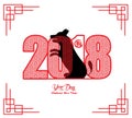 Chinese New Year 2018 Paper Cutting Year of Dog Vector Design hieroglyph: Dog Royalty Free Stock Photo