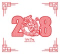 Chinese New Year 2018 Paper Cutting Year of Dog Vector Design hieroglyph: Dog Royalty Free Stock Photo