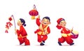 Chinese New Year parade, boys and girls, lanterns Royalty Free Stock Photo