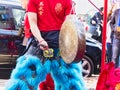 Chinese new year 2019 Paris France - Musican playing gong in street