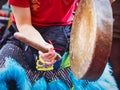 Chinese new year 2019 Paris France - Musican playing gong in street