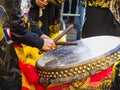 Chinese new year 2019 Paris France - Musican playing gong in street