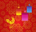 Chinese New Year 2017. Plum blossom and rooster background Royalty Free Stock Photo