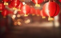 Chinese new year poster, photorealistic lanterns, copy space, bokeh.